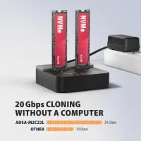 AXAGON | USB-C 20Gbps docking station for 2× M.2 NVMe SSD with disk cloning function without PC | ADSA-M2C22L – pilt 8