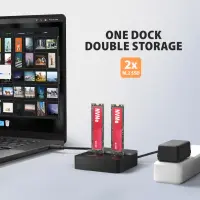AXAGON | USB-C 20Gbps docking station for 2× M.2 NVMe SSD with disk cloning function without PC | ADSA-M2C22L – pilt 11