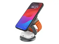 Fixed MagPowerstation Round 3-in-1 foldable wireless charger with MagSafe support | Gray
