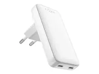 Fixed Slim Traveller 2xUSB-C Travel Charger with world adapters, GaN, 45W | White