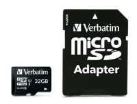 Verbatim 47041 Pro U3 Micro SDHC Memory Card 32GB + microSD to SD Adapter