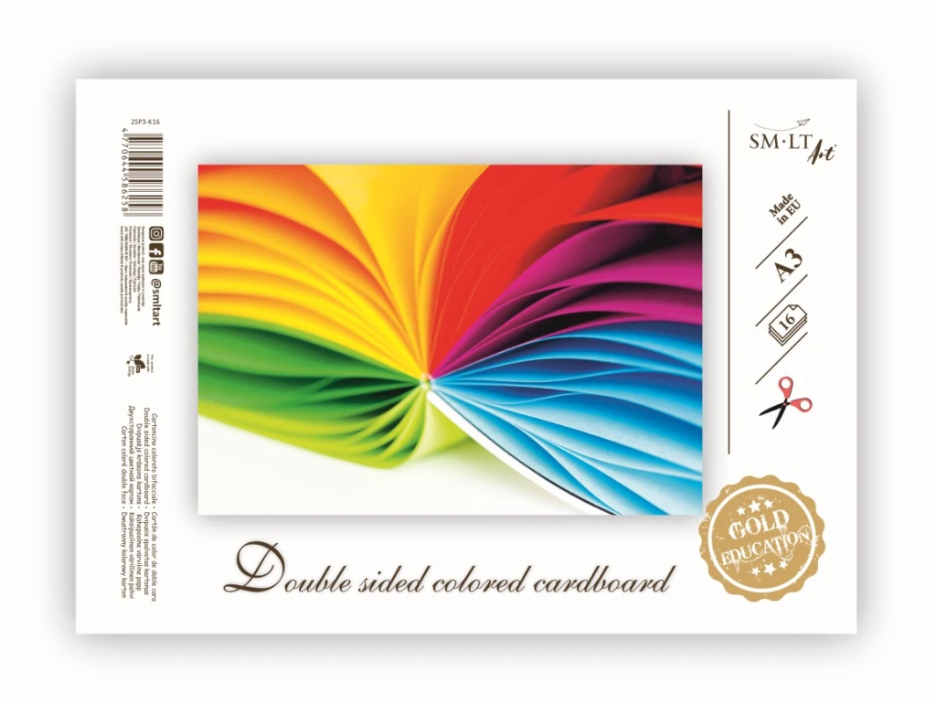 Värviline kartong, SMLT A3, 190g,16l (8värvi)