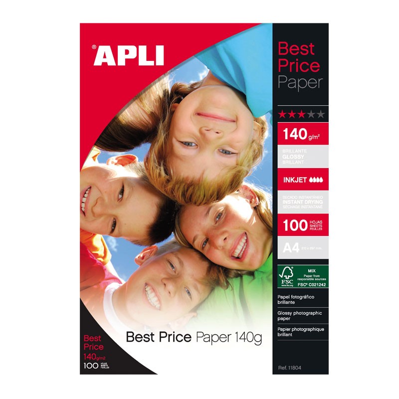 Fotopaber Apli Best Price A4 140g/m2, glossy, 100l, tindiprinterile