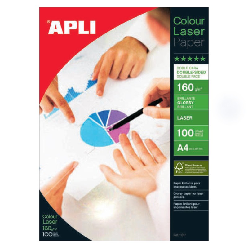 Fotopaber Apli, A4/160g läikiv 100 lehte, värvilaserprinterile  3Re