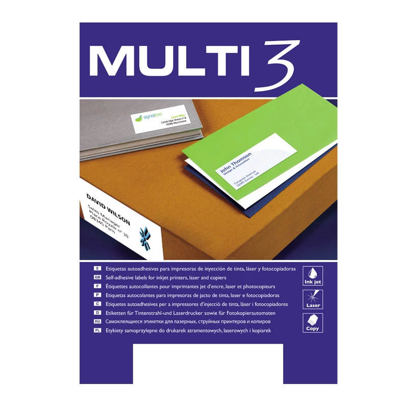 Etiketid iseliimuvad Multi 3, A4 105x148mm 4/100 lehte- Etiket kulleri jaoks