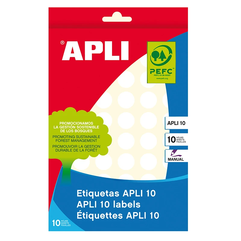 Etiketid Apli ümarad iseliimuvad D=13mm valged, 10l/pk