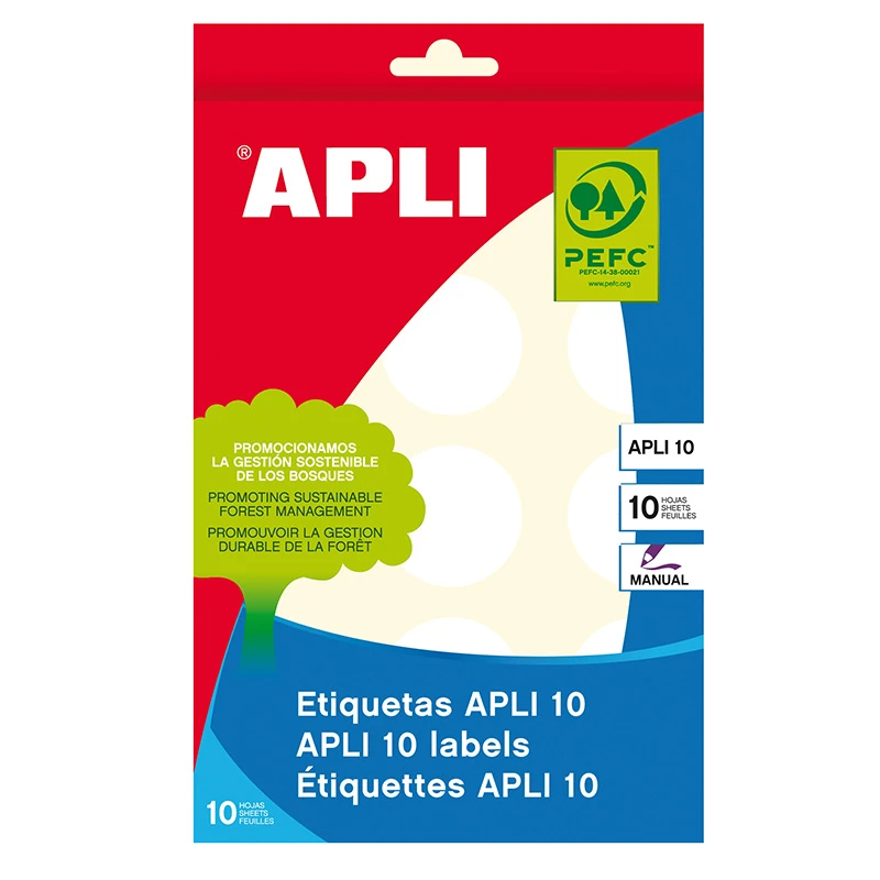 Etiketid Apli ümarad iseliimuvad D=32mm valged, 10l/pk