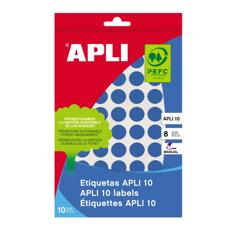 Etiketid Apli ümarad iseliimuvad D=10mm 8l/pk sinine