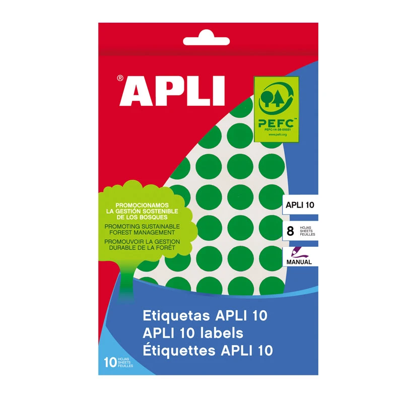Etiketid Apli ümarad iseliimuvad D=10mm 8l/pk roheline