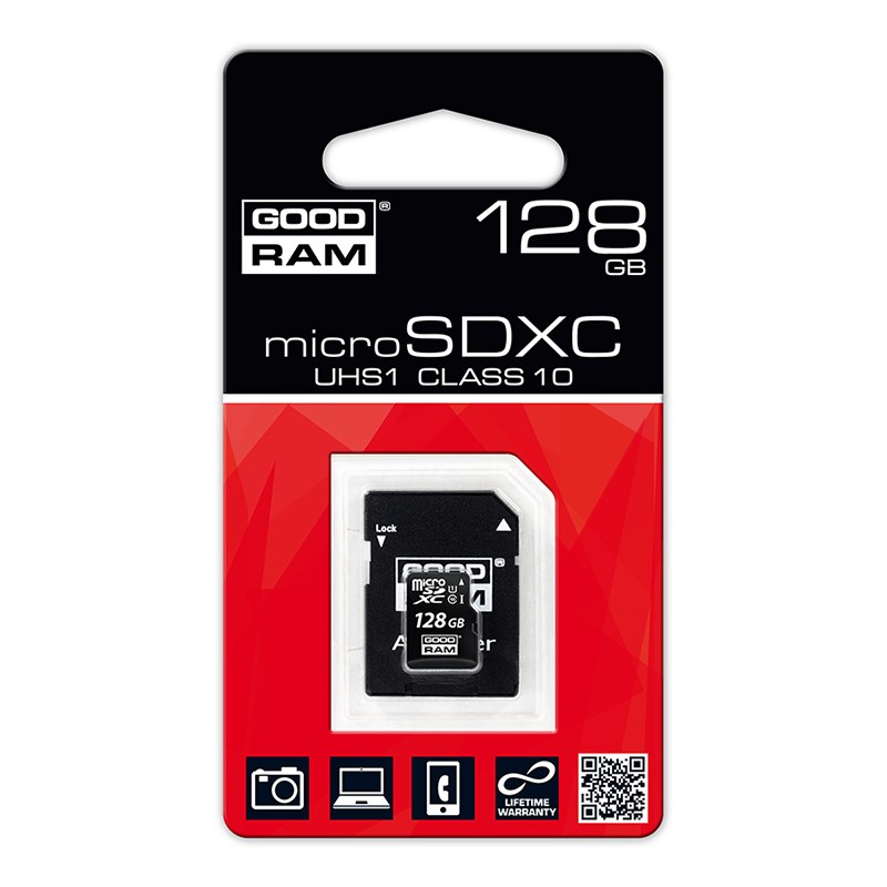 Mälukaart GOODRAM MicroSDHC UHS 1, 128GB, class 10 + adapter