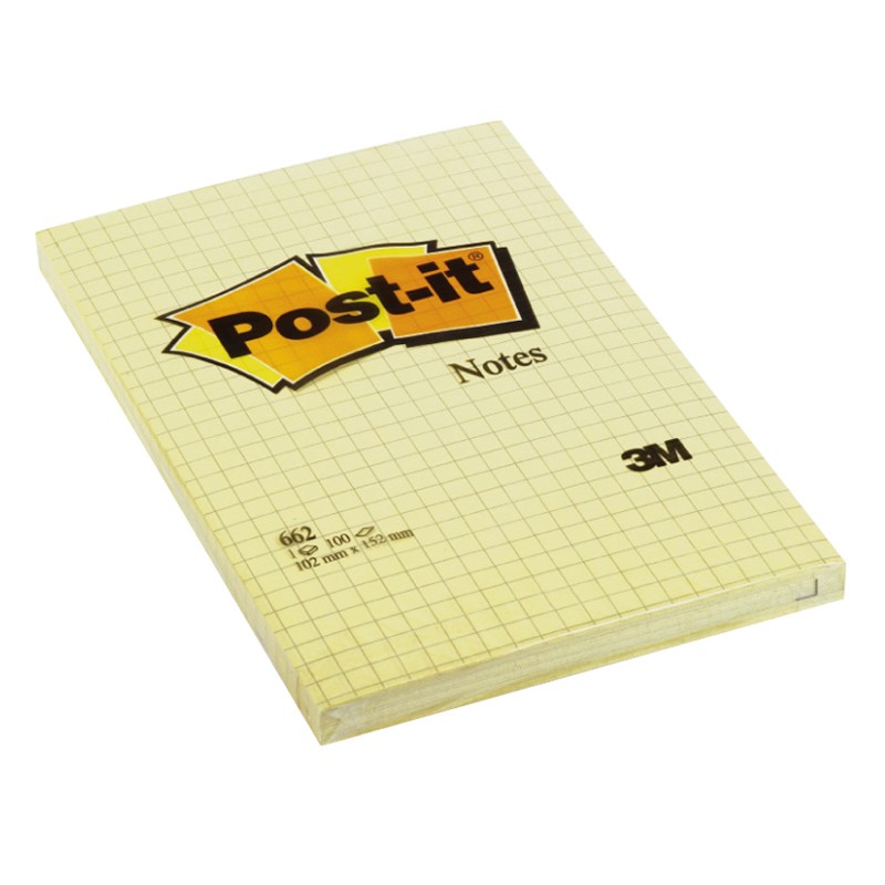 Suureformaadilised märkmepaberid  Post-it 102x152mm ruuduline kollane