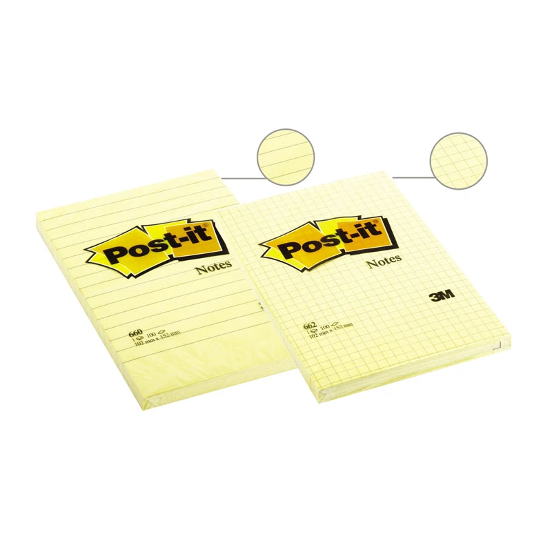 Suureformaadilised märkmepaberid  Post-it 102x152mm ruuduline kollane