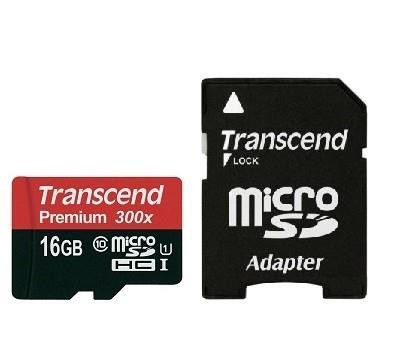 MEMORY MICRO SDHC 16GB W/ADAPT/UHS-I C10 TS16GUSDU1 TRANSCEND
