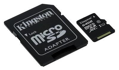 MEMORY MICRO SDXC 64GB UHS-I/W/A SDC10G2/64GB KINGSTON