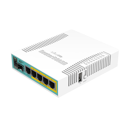 Mikrotik Wired Ethernet Router RB960PGS, hEX PoE, CPU 800MHz, 128MB RAM, 16MB, 1xSFP, 5xGigabit LAN, 1xUSB, Power Output On ports 2-5, Ourput: 1A max per port; 2A max total, RouterOS L4 | hEX PoE Router | RB960PGS | No Wi-Fi | 10/100/1000 Mbit/s | Ethernet LAN (RJ-45) ports 5 | Mesh Support No | MU-MiMO No | No mobile broadband | 1xUSB | 12 month(s