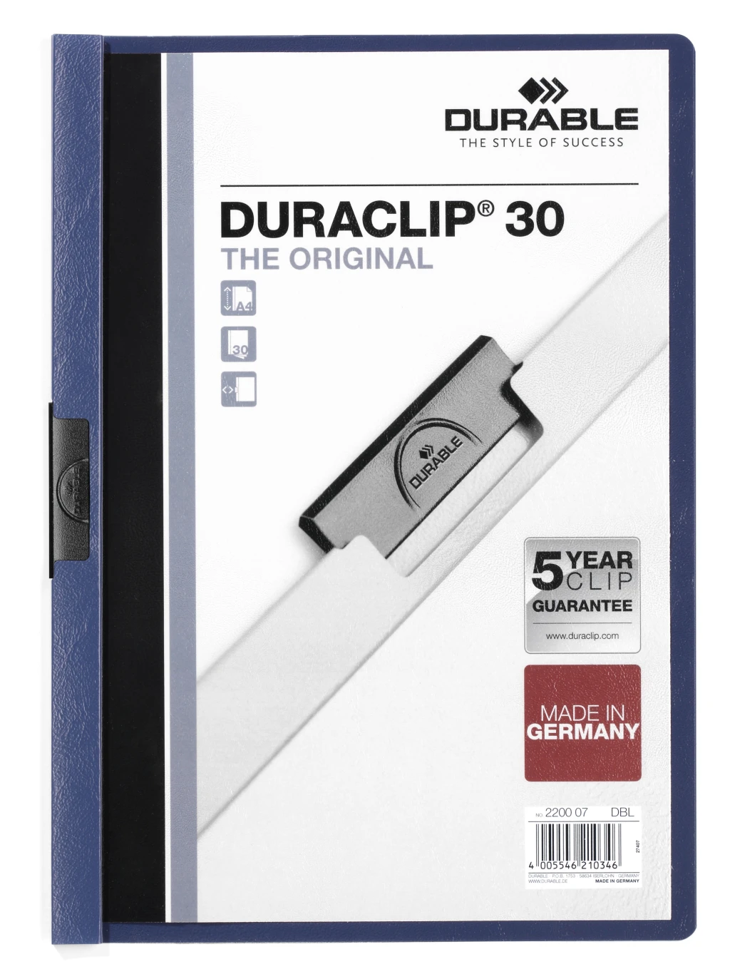 Kiillukuga kaaned Durable DURACLIP® Original 30, tumesinine (kogus 2 tükki)