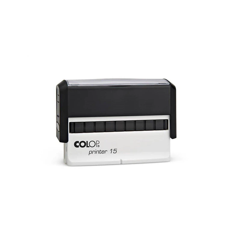 Tempel Colop Printer 15, must korpus, sinine padi