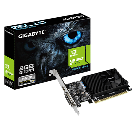 Gigabyte NVIDIA, 2 GB, GeForce GT 730, GDDR5, Processor frequency 902 MHz, Memory clock speed 5000 MHz, PCI Express 2.0, HDMI ports quantity 1