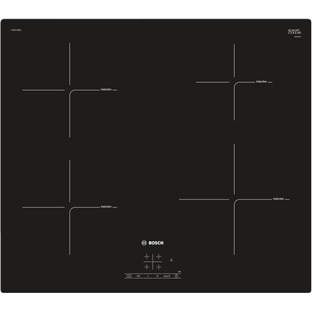 Bosch Hob PUE611BB1E Induction, Number of burners/cooking zones 4, Black, Display, Timer
