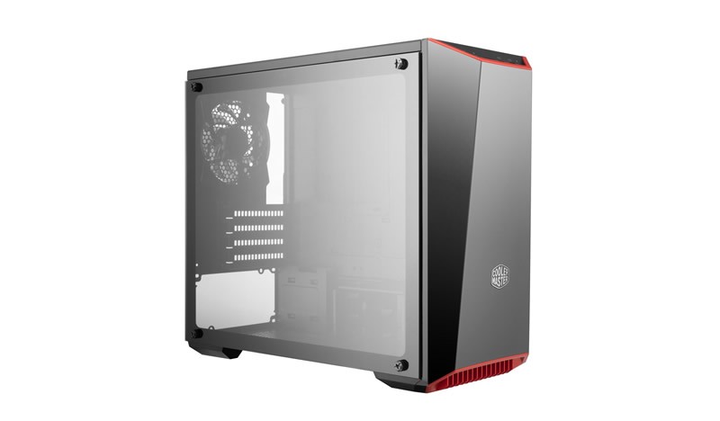 Cooler Master MasterBox Lite 3.1 TG with DarkMirror Front Panel, Side window, Black + three custom Trim Colors (Black, Silver, Red; included in the box), Micro ATX, Power supply included No