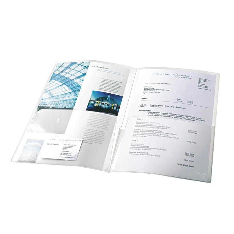 Dokumnedikaaned Esselte Double Sided 2xA4, läbipaistev, 5 tk
