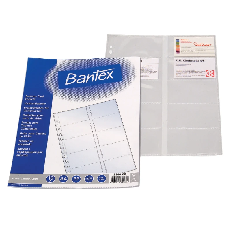 Visiitkaarditaskud Bantex A4, 200 kaardile, 105x55mm,(min 10 tk), köidetavad