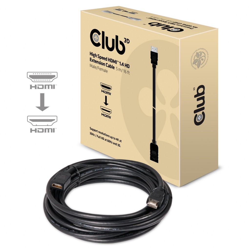 CLUB 3D HDMI 1.4 HD Cable 5Meter M/F