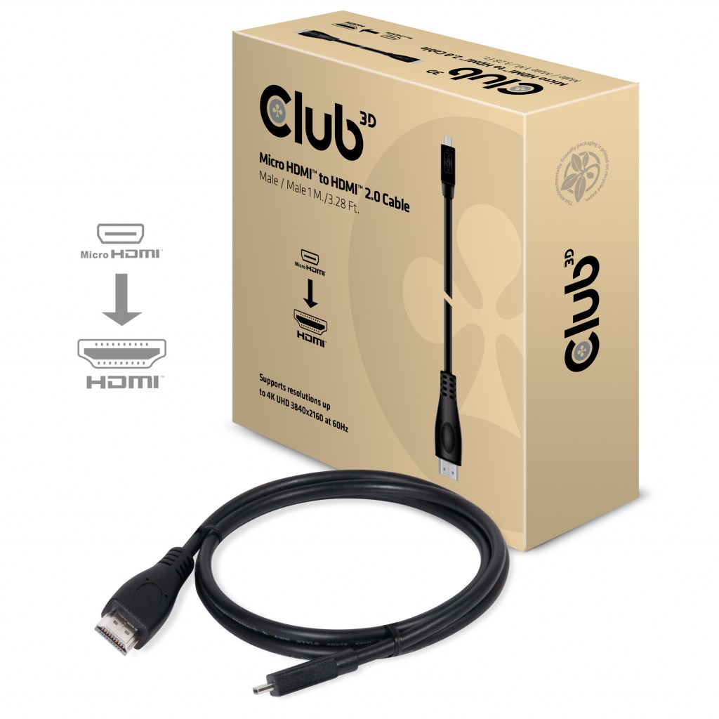 CLUB 3D MICRO HDMI TO HDMI 2.0 CABLE 1M