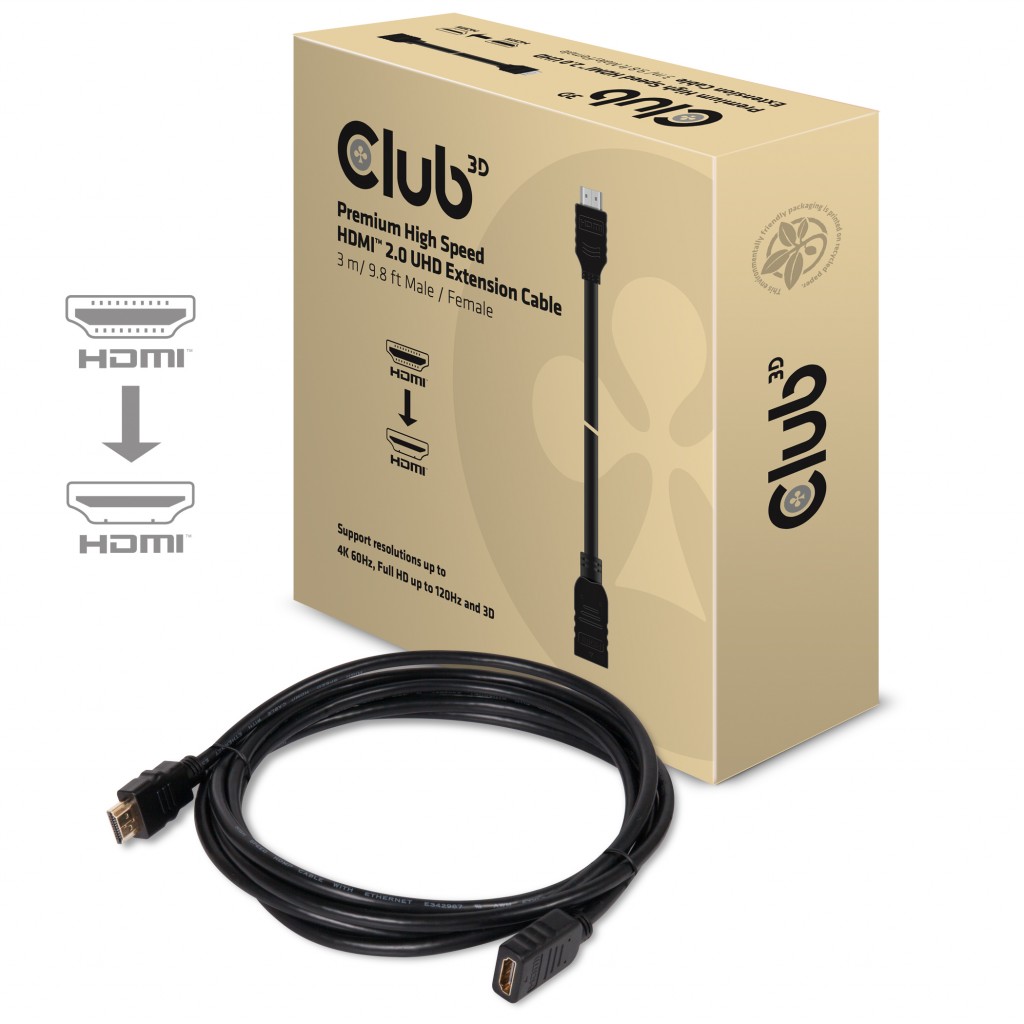 CLUB 3D HDMI 2.0 UHD Cable 3M M/F