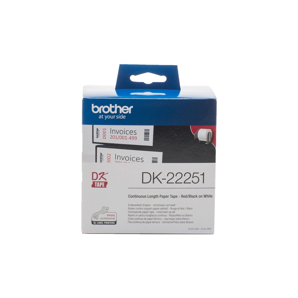 BROTHER CONTINUOUS TAPE 62MM BK-RED/WHIT