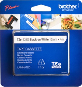 BROTHER TZE231S2 black/white 12mm 4m