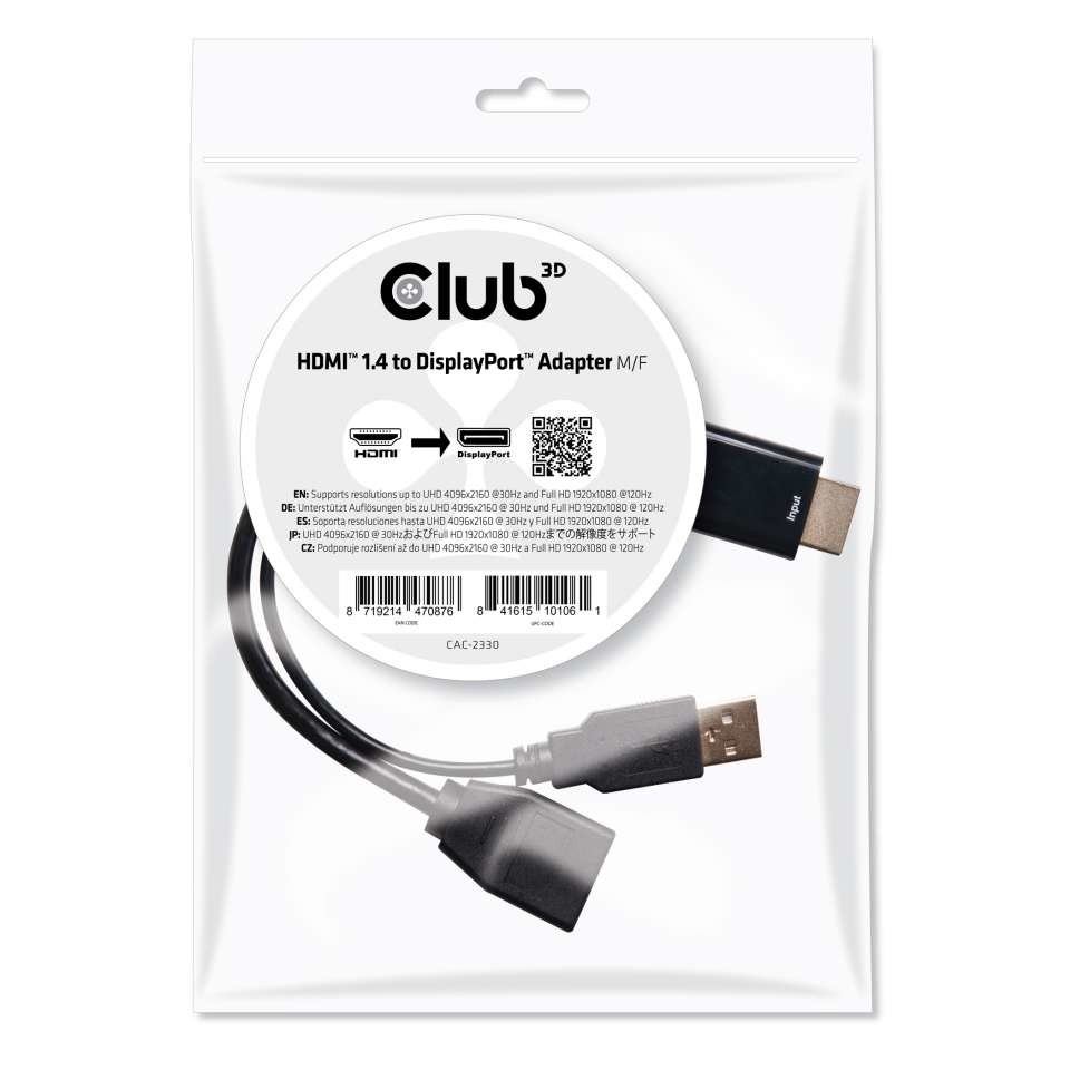 CLUB 3D HDMI 1.4 TO DP M/F ADAPTER