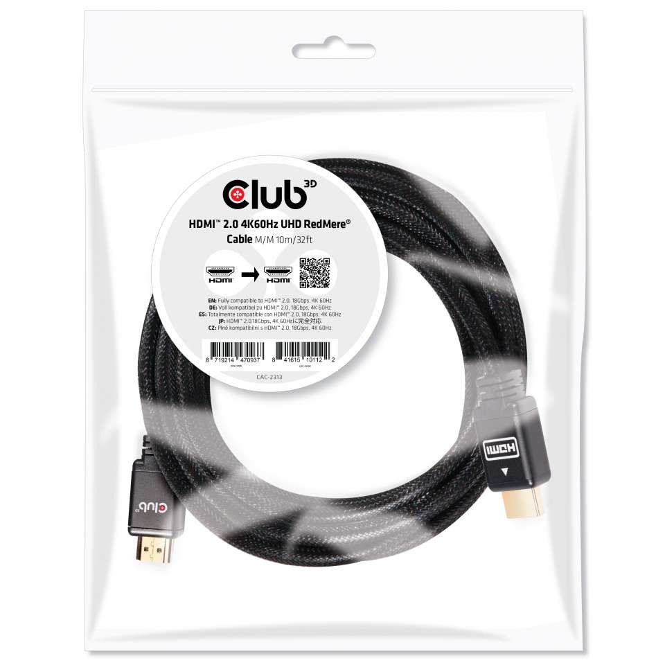 CLUB 3D HDMI 2.0 4K60Hz RedMere cable 10