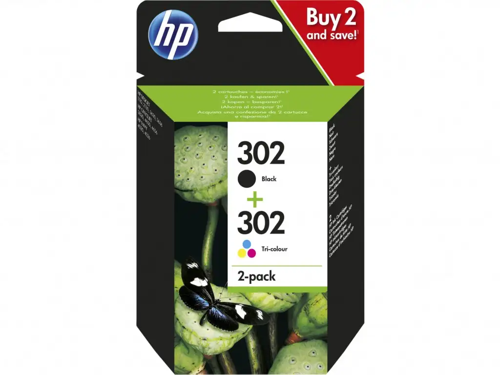 HP 302 2-pack Black/Tri-color Original Ink Cartridges