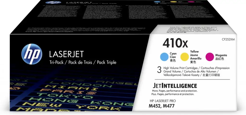 HP 410X 3-pack High Yield Cyan/Magenta/Yellow Original LaserJet Toner Cartridges