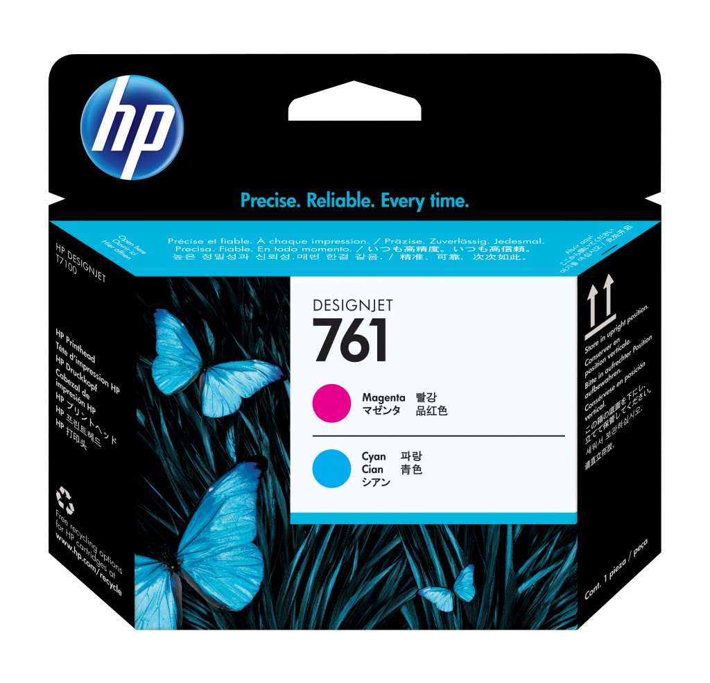 HP 761 printhead magenta + cyan