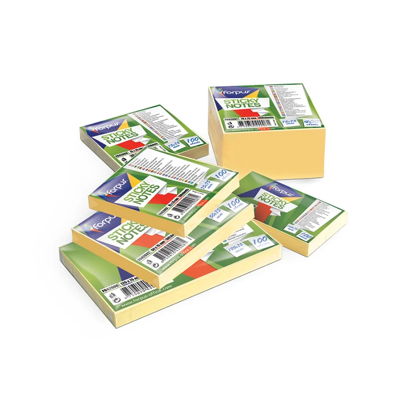 Märkmepaber Forpus liimribaga 75x75 mm, kollane, 100 lehte (kogus 2 tükki)