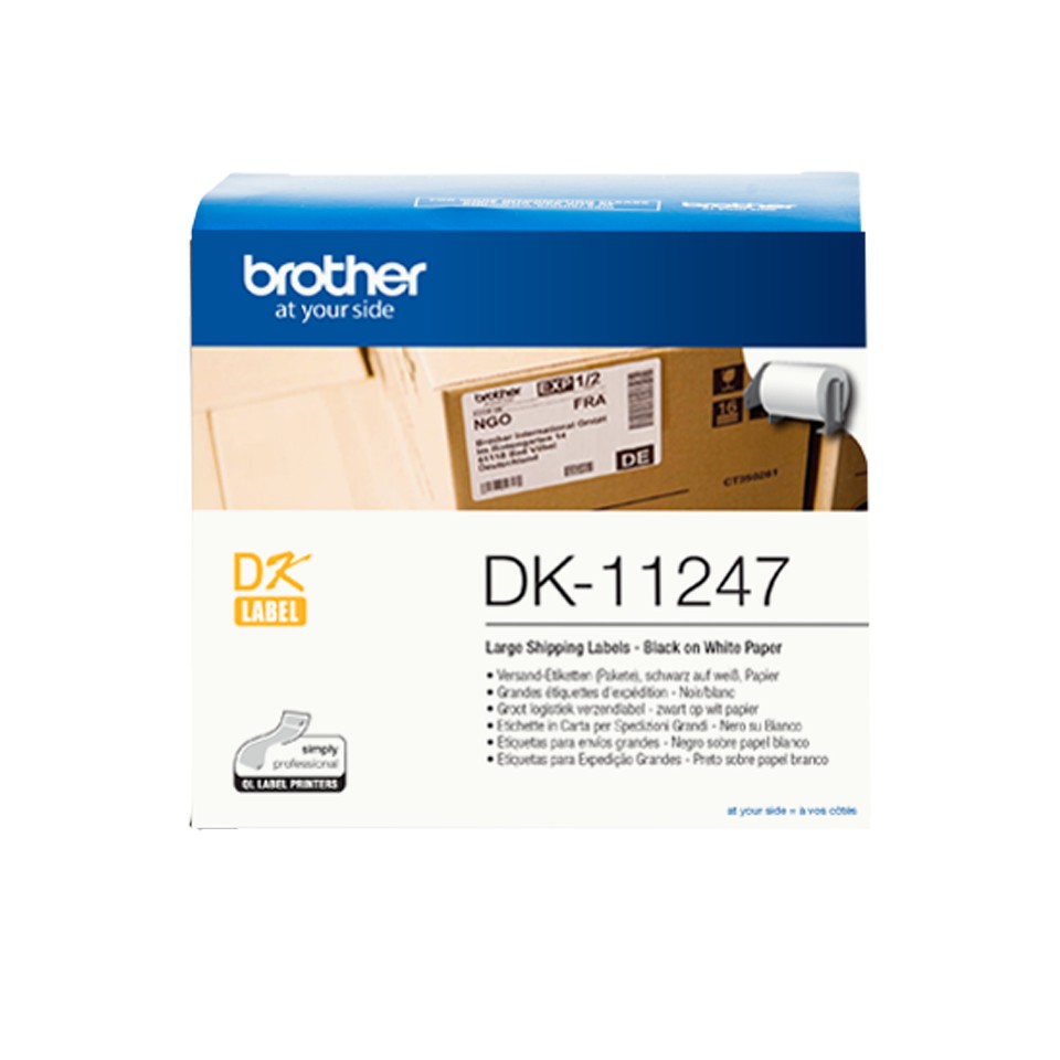 Brother Label Roll  DK-11247 Black on White, 10.3 x 16.4 cm, 180 labels per roll