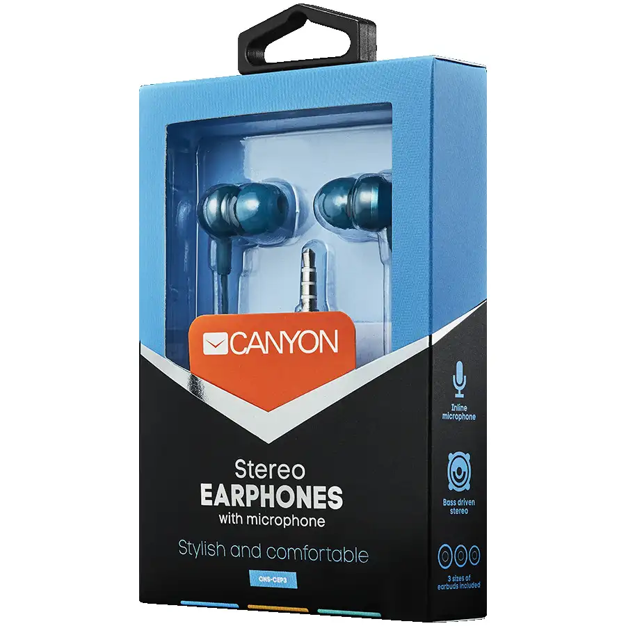 CANYON headphones SEP-3 Mic 1.2m Blue Green