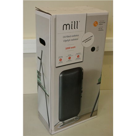 SALE OUT. Mill AB-H1000DN BLACK 1000W, oil filled radiator, Led Display, day/night thermostat, glass fronts Black | Mill | Oil | AB-H1000DN | Oil Filled Radiator | 1000 W | Number of power levels 3 | Suitable for rooms up to 12-16 m² | Black | DENT ON SIDE, LOW QUALITY WELD SPOT UNDERNEATH FRONT GRILL