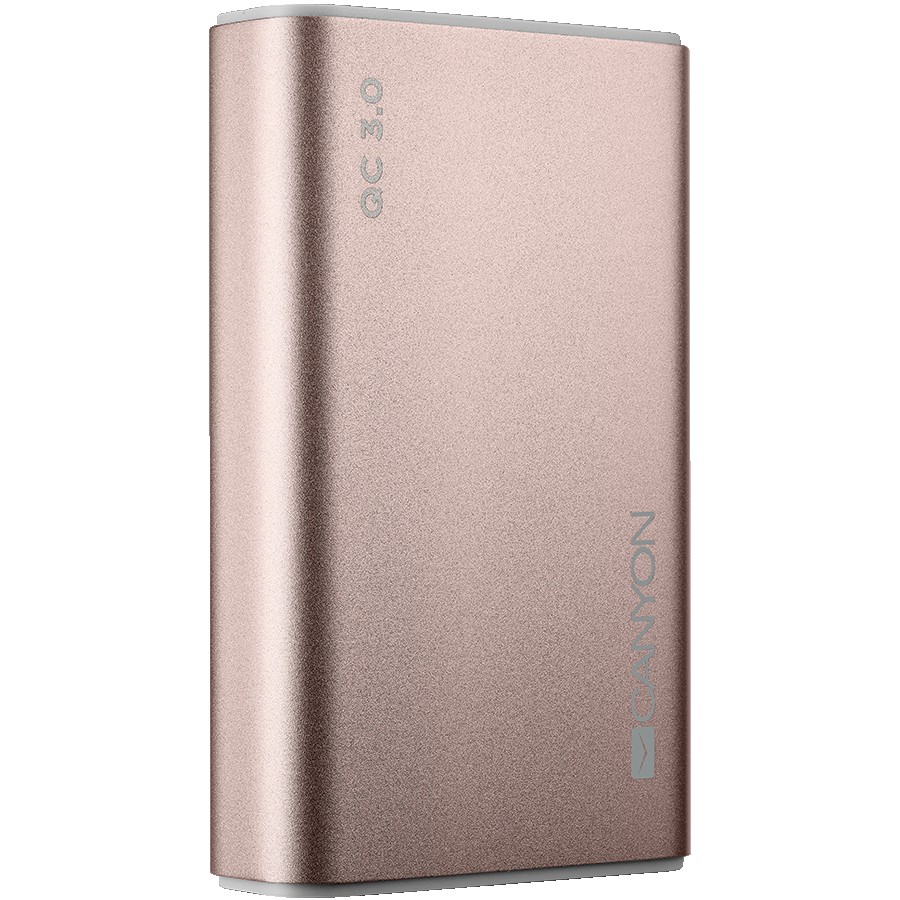 CANYON EOL Power bank 10000mAh Li-polymer battery, Input Micro/PD 18W(Max), Output PD/QC3.0 18W(Max), with Smart IC, Aluminium alloy, cable length 0.24m, 100*62*22mm, 0.25kg, Rose gold