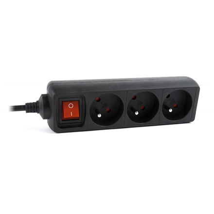 EnerGenie EG-PSU3F-01 UPS power strip, 3 FR sockets, 10 A, C14 plug, 0.6 m cable, black EnerGenie 0.6 m