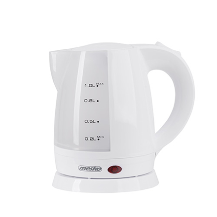 Mesko | Kettle | MS 1276 | Standard | 1600 W | 1 L | Plastic | 360° rotational base | White