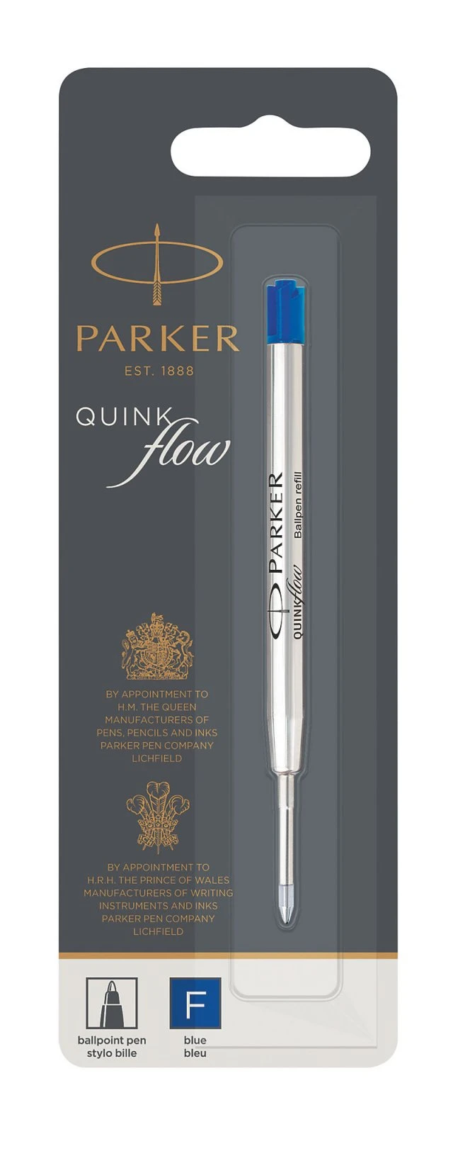 Südamik pastapliiatsile PARKER QUINK FLOW F, 0,5mm, sinine (kogus 2 tükki)