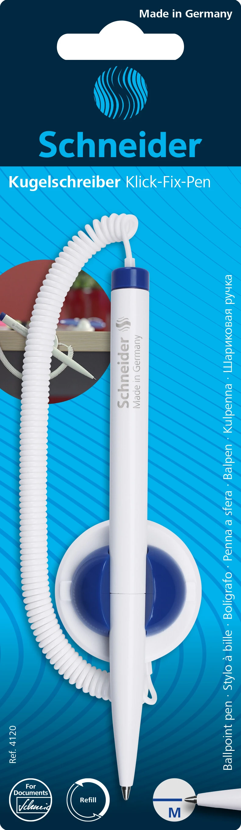 Kliendipastapliiats Schneider Klick-Fix-Pen 1.0mm korpus valge/tint sinine