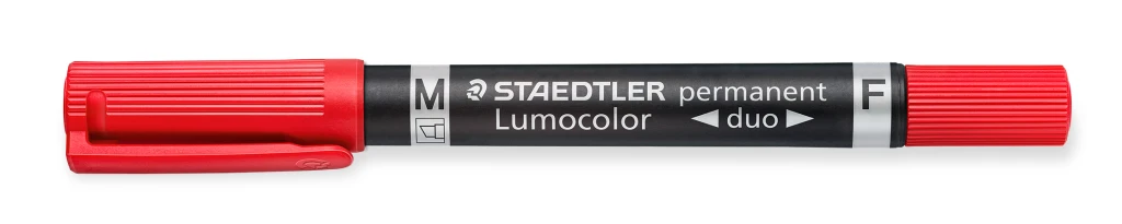 Marker permanentne Staedtler Lumocolor Duo 348, 2-otsaga, punane