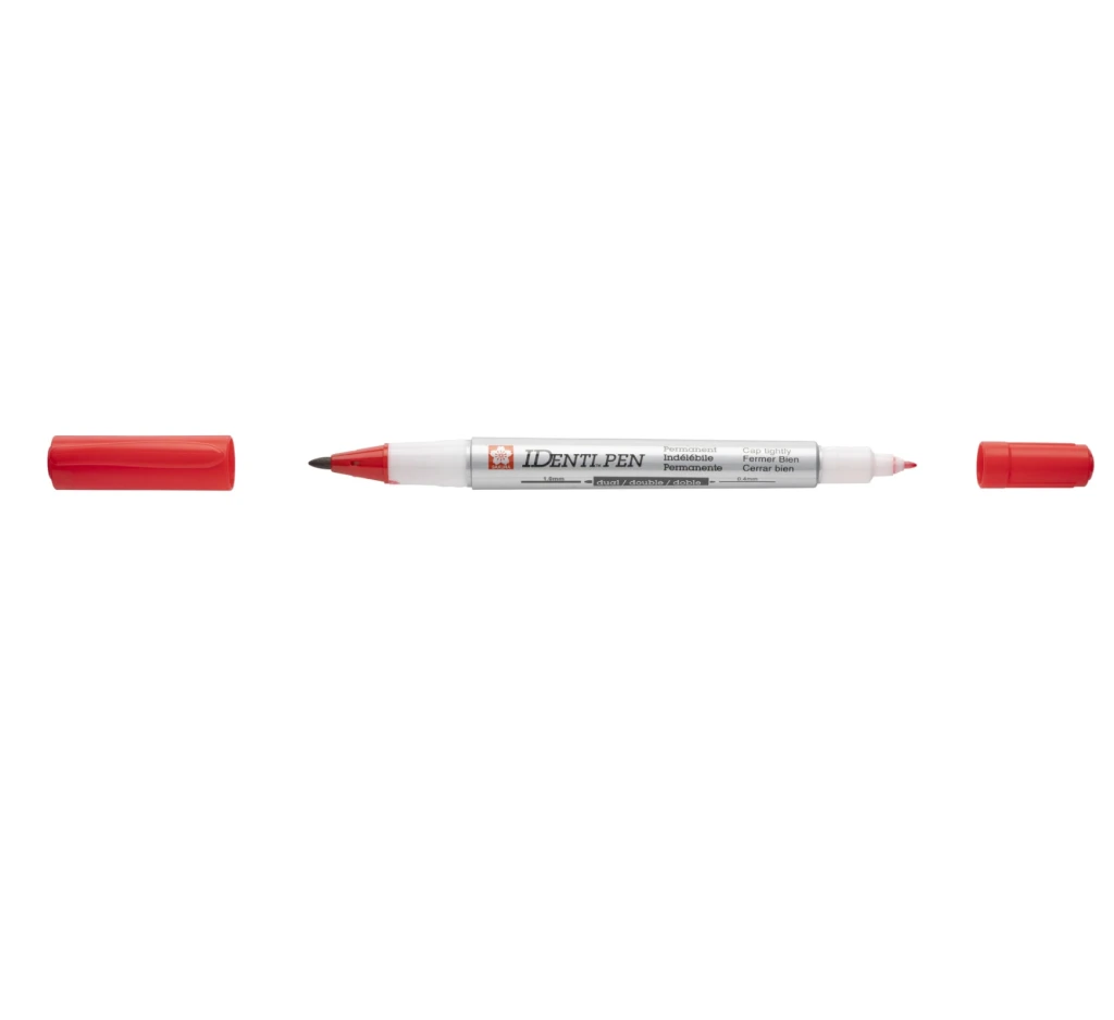 Marker permanentne Identi-Pen, 2-otsaga, 0,4/1,0mm, punane