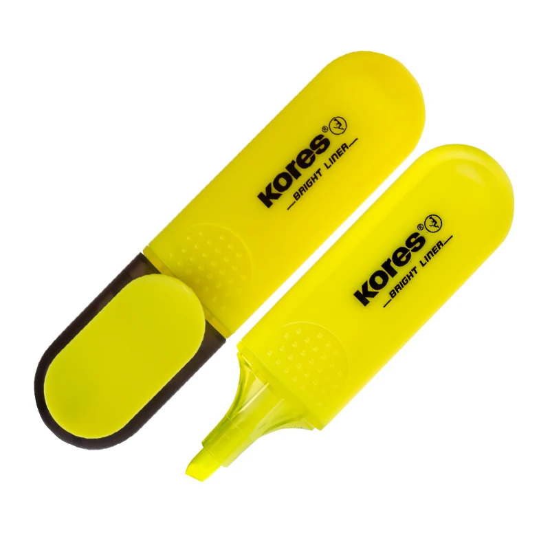 Tekstimarker KORES BRIGHT LINER, kollane (kogus 2 tükki)