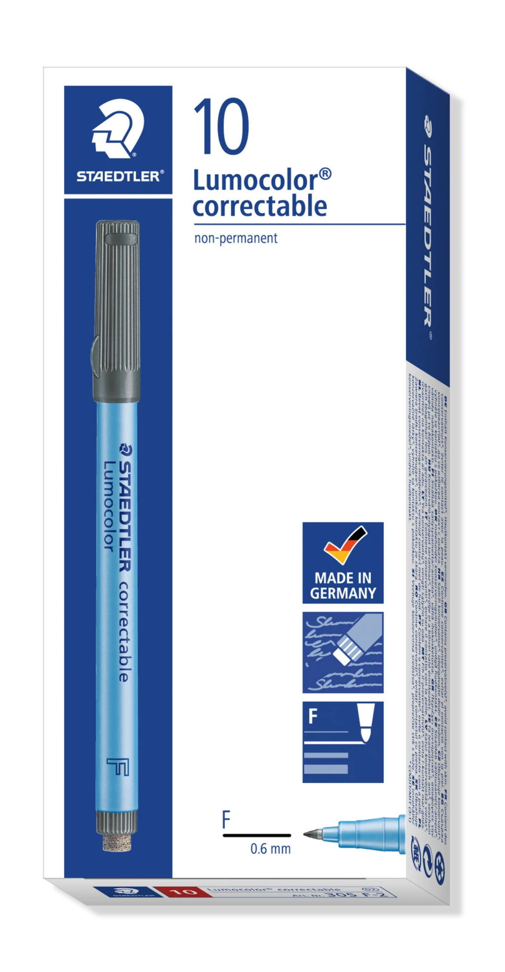 OHP kilemarker Staedtler Lumocolor F/0,6 mm, kustutatav, punane