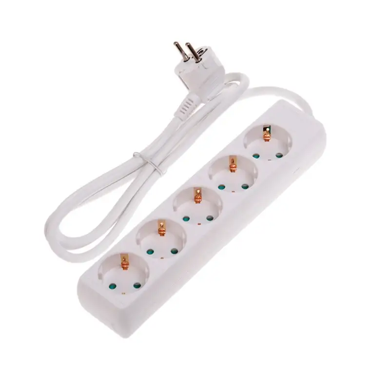 Pikendusjuhe 5p/1,5m, maandusega, valge